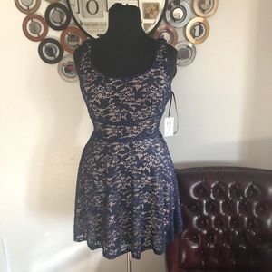 B DARLIN navy lace sleeveless homecoming dress